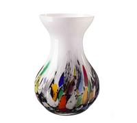 Decorative Glass Posy Flower Vase, 17cm height, White & Multicoloured (Colourfall)