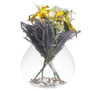 Decorative Glass Vase Rounded Globe Fish Bowl or Cognac Glass Tulip Shape Vases Table Centrepiece Gift for Bouquets and Decorations (Wide Bowl Style)