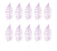 Decorative Glitter Hollow Leaf 10Pcs Artificial Fern Plant Stem Leaves Purple Christmas Spray for Holiday Party Xmas Tree Decor DIY Crafts