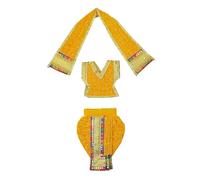 Decorative God Dhoti Dress Ganpati/Krishna Set/Poshak for God/Dhoti Set for Statues of Home Mandir/God Clothes/Dress for Ganpati/Vinayagar veshti Vastra for Traditional Festival(Size:- 10")(Yellow)