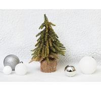 Decorative Gold Finish Mini Christmas Tree in Hessian Bag - Get in the festive spirit, wonderful sparkly and festive finish (20cm)