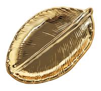 Decorative Gold Leaf Ceramic Plate Dish Porcelain Candy Trinket Dish Jewelry Fruit Serving Tray Storage Plate Crockery Tableware
