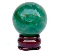Decorative Green Fluorite Crystal Ball Figurines Quartz Magic Stone Sphere Home Office Decor Scrying Gift with Stand,100mm