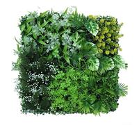 Decorative Green Grass Panel, Square Plastic Turf Mat, Indoor Plant Wall Covering, Garden Fence Background Decor, 50X50cm Artificial Grass Panel(2)
