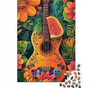 Decorative Guitar 1000 Piece Jigsaw Puzzle Paper for Adults Tropical Fruit Floral Relaxing Fun Home Decor 52x38cm/1000pcs