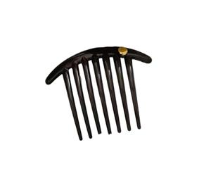 Decorative Hair Accessory Pair for Women Curved, Black | Comb Design Acrylic Finish Gold Tone Accent Rounded Teeth Updo