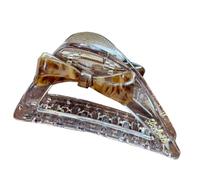 Decorative Hair Clip in Acetate with 3D Accent, Spring Hinge and Grip Teeth for Updos and Daily Hair Wear Clamp Clip Acetate Spring Hinge Jaw Updo Daily Holder Translucent Decorative Grip