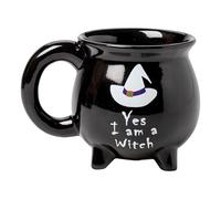 Decorative Halloween Ceramic Mugs, Witches Brew Cauldron Coffee Mug, Gothic Hat Style Black Coffee Cups for Kids Birthday Gift & Home Decor