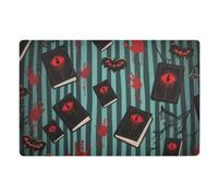 Decorative Halloween Red Devil's Eye Blood Handprint Outdoor Entrance Indoor Entrance Trap Dirt and Moisture Back Door Mat 32x20in Non-Slip Rubber Backing and Washable Ultra Thin Kitchen Mat