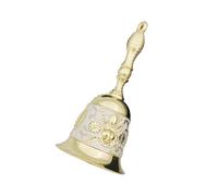 Decorative Hand Bell Rustproof Vintage Hand Bell for Classroom Party Wedding White Golden, Total Height 11.1cm