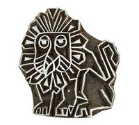 Decorative Hand Carved Wooden Stamp Indian Brown Lion Stamps Printing Block
