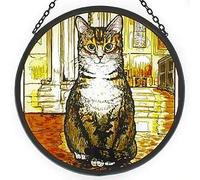 Decorative Hand Painted Stained Glass Window Sun Catcher/Roundel in a Doorkins Magnificat Design.