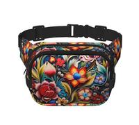 Decorative Hand Paintings Pattern trendy fashionable waist bag, unisex travel sports messenger bag