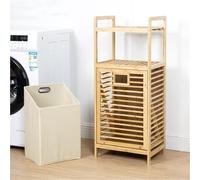 Decorative Hanging Racks,Laundry Hamper with Storage Shelf,Clothes Bag,Tilting Basket Cabinet,Space-Saving Organizer for Laundry,Bathroom,Bedroom(Yellow)