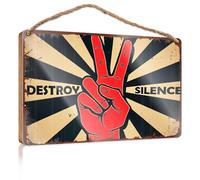 Decorative Hanging Sign Destroy Silence: Speak Up! Camper Decor Desk Accessories For Women(15X28CM)