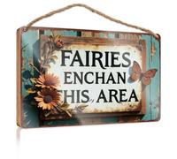 Decorative Hanging Sign Fairies Enchant This Area Wooded Sign Camper Decor Desk Accessories For Women(20X30CM)