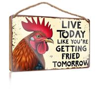 Decorative Hanging Sign Live Today Like You'Re Getting Fried Tomorrow Wooded Sign Camper Decor Desk Accessories For Women(20X30CM)