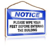 Decorative Hanging Sign Notice Please Wipe Your Feet Before Entering The Building Wooden Sign Porch Signs And Decor Outdoor New Home Gifts For H(15X28CM)