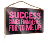 Decorative Hanging Sign Success Comes From Never Giving Up Wooded Sign Front Door Hanging Decor Farmhouse Wall Decor For(20X30CM)