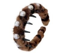 Decorative Headbands - 6.3 Inch Headband | PP Plush Headpiece - Pearl Non Slip Hair Band with Comb Teeth Elegant Secure Fit for Parties Dating Christmas Birthdays and Photo Props