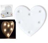 Decorative Heart Light, White Heart Shaped Light with 6 LED Bulbs to Create Mood Lighting at Home or for Parties or Events