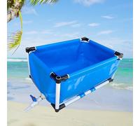 Decorative Home Accessories,Fish Tank Holding Tank for Pond Fish - Large Rectangular 1.5m x 1m Outdoor PVC Pool with Drain Valve, Ideal for Koi, Turtles, a