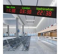 Decorative Home Accessories,Large Digital LED World Clock with 3/4/6 Cities Time Zones, 5-Level Brightness, and Automatic Calibration - Ideal for Mult