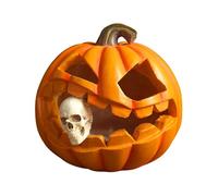 Decorative Home Accessories Terracotta Pumpkin Ornament - Halloween, Jack-o- Design - 15cm, Indoor/Outdoor, Tea Light Outdoor Garden Decorations (Yellow, 10. 5X10. 5X10. 5CM)