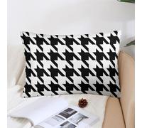 Decorative Houndstooth Black Lumbar Throw Pillow Covers 12 "x20 " with Hidden Zipper Outdoor Couch Pillow Cases for Sofa Bed Living Room Garden Plush Pillowcase Farmhouse Cushion Case Home Decor