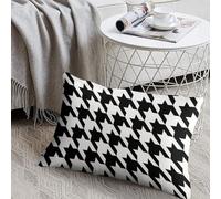 Decorative Houndstooth Black Lumbar Throw Pillow Covers 8"x12" with Hidden Zipper Outdoor Couch Pillow Cases for Sofa Bed Living Room Garden Plush Pillowcase Farmhouse Cushion Case Home Decor