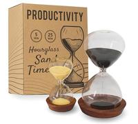 Decorative Hourglass Sand Timer Set - Includes 25 and 5 Minute Sandglass Pomodoro Timers with Wooden Bases - Time Management Productivity Tool - Gift for Home Office Desk