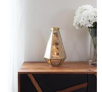 Decorative Hurricane Medium Gold Glass Crackled Hue Effect Lantern Hanging Or Freestanding Indoor Lantern Perfect For Home Decor - Candle Holder For Pillar Or Tea Lights