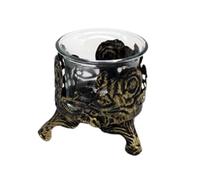Decorative Iron Accent Glass Candlestick Vintage Carved Rose Flower Tealight Holder For Festives Wedding Centerpieces Antique Hollowout Stand