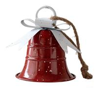Decorative iron bell ornament for Christmas tree and holiday scenes, designed with a classic style and metal for ongoing use (Red)