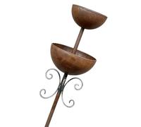 Decorative Iron Garden Stake Waterfall Rain Collection Bird Bath