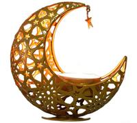 Decorative Iron Moon Candle Cup for Aromatherapy Burning Minimalist European Design Artistic Hollow Construction Gold Black White(Moon Gold)