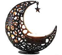 Decorative Iron Moon Candle Cup for Aromatherapy Burning Minimalist European Design Artistic Hollow Construction Gold Black White(Moon Black)