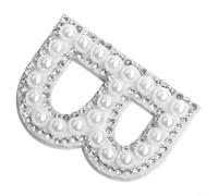 Decorative Iron-On Patch for Wedding Bridal Jacket Hat(A) | Features faux pearl center, AB iridescent rhinestone border, elegant sparkle for special occasions