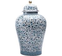 Decorative Jar Ginger Jar Vase Decor Blue And White Style Ginger Jar With Lid Centerpiece Flower Vase Table Decoration Porcelain Ginger Jars Storage Jar