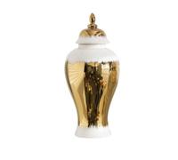 Decorative Jar Ginger Jar Vase Decor Gold Ginger Jar Ceramic Vase Or Flower Vase For Home Decor Kitchen Office Gold Vase Ginger Jars Storage Jar