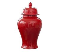 Decorative Jar Ginger Jar Vase Decor Simple Ceramic Ginger Jar Vase With Lid Red Large Chinese Antique Porcelain Temple Jars With Lid Ginger Jars Storage Jar