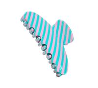Decorative Jaw Clip for Everyday Hair Wear, Glossy Diagonal Stripes, Spring Hinge Hold, Selected Daily Accessory Striped Hair Clip Glossy Decorative Jaw for Updos Half Up Daily Accessory