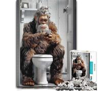 Decorative Jigsaw Puzzle for Adults, Bigfoot on The Toilet, 500 PCS