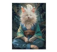 Decorative Jigsaw Puzzle for Adults, Cat Monk Meditate Mystic, 500 PCS