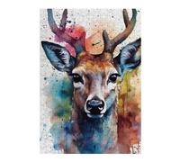 Decorative Jigsaw Puzzle for Adults, Colorful Deer Portrait-3, 300 PCS