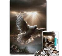 Decorative Jigsaw Puzzle for Adults, Dove Flying Through Sunbeams, 1000 PCS