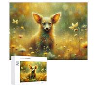 Decorative Jigsaw Puzzle for Adults, Enchanted Fox in A Field of Flowers, 500 PCS