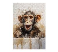Decorative Jigsaw Puzzle for Adults, Funny Monkey in The Bath, 300 PCS