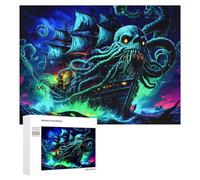 Decorative Jigsaw Puzzle for Adults, Ominous Sea Monster Attacking Ship, 500 PCS