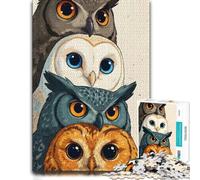 Decorative Jigsaw Puzzle for Adults, Stack of Cute Owls, 500 PCS